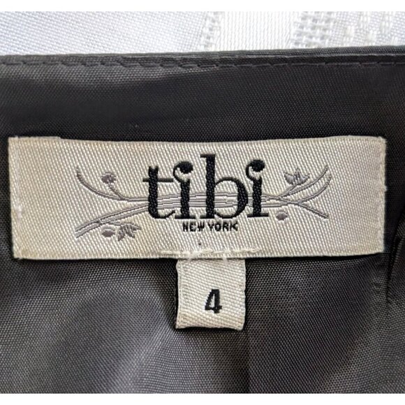 TIBI NY Charcoal Gray 100% Silk Jewel Embellished Cap Sleeve Mini Dress Size 4 - Picture 4 of 10